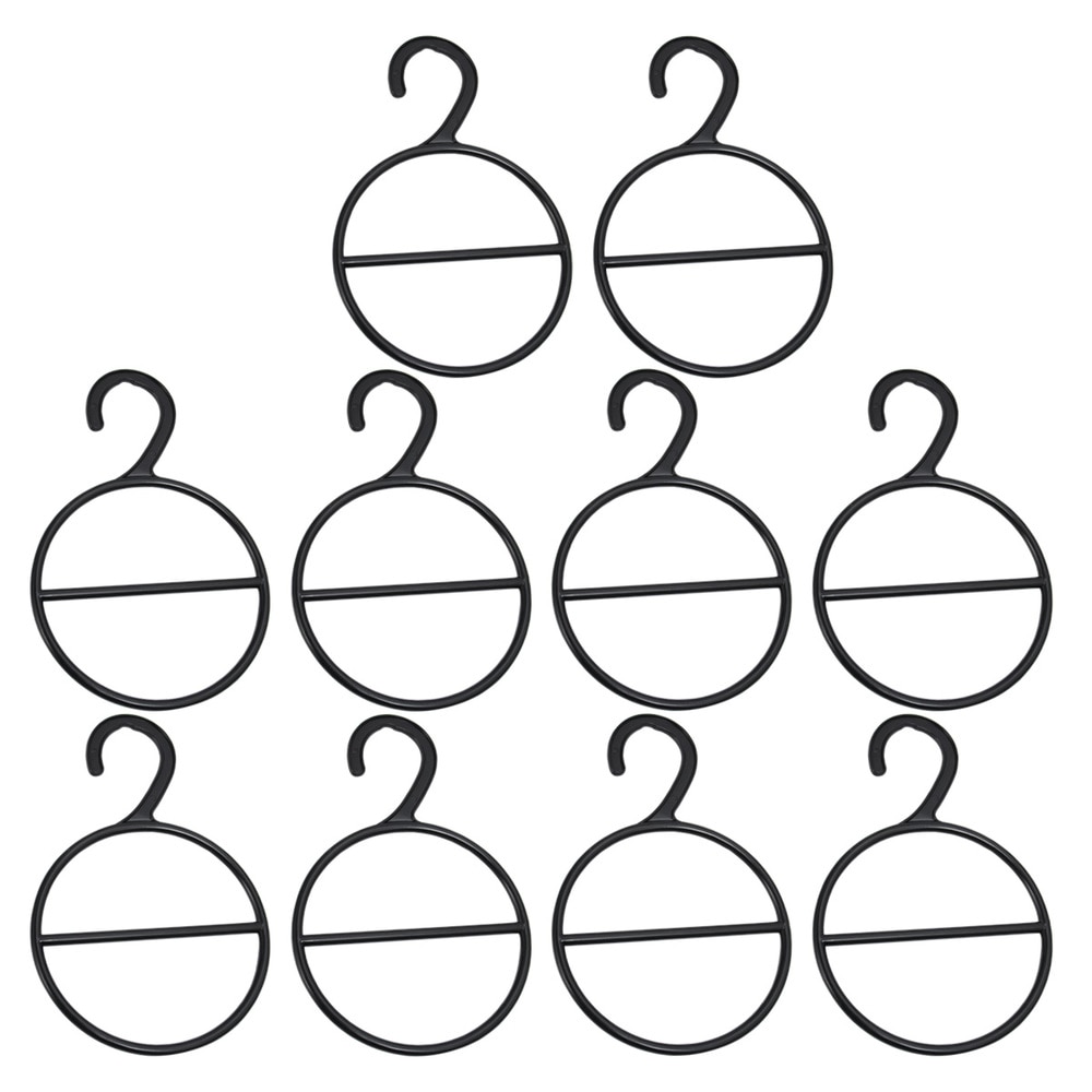 10 stk cirkelformet klædebøjle multifunktionelt tørklæde bælte slips display slots holder arrangør (sort)