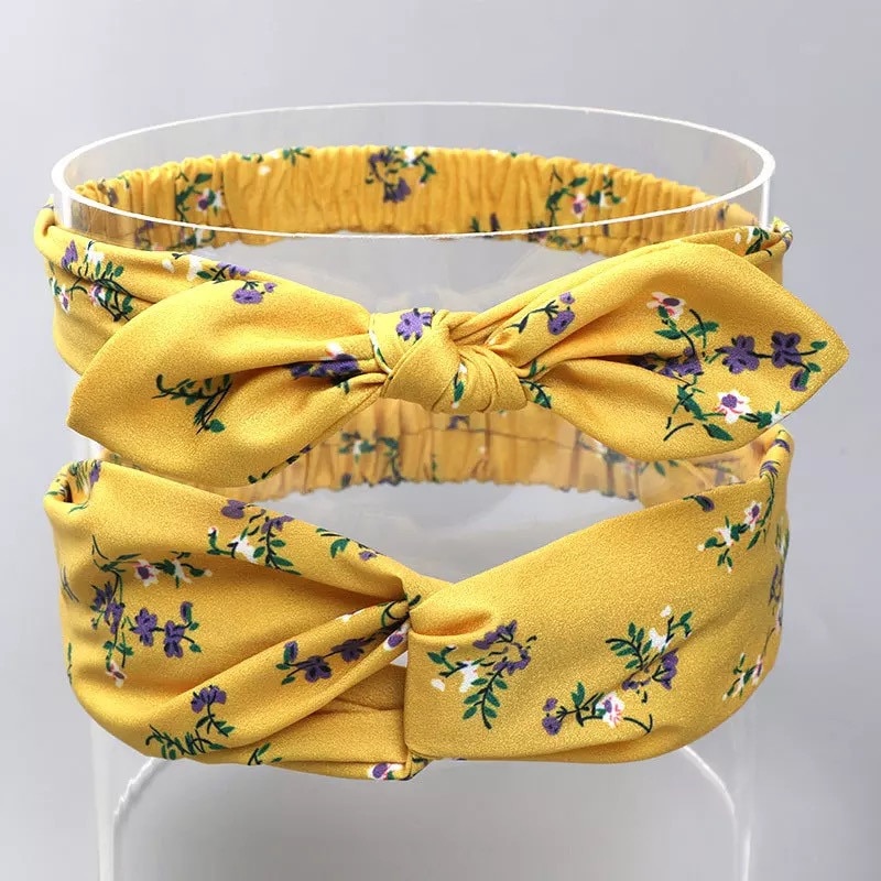 MIXIU 2pcs Mom And Baby Headbands Rabbit Ears Elastic Hair Bands Bow Print Hairbands Parent-child Hair Accessories Kids