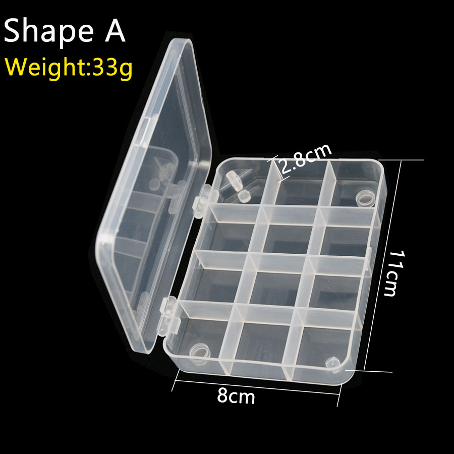fishing lure box 20 cells, two levels 16cm*9.5cm*3.9cm with Transparent Visible Strength Plastic Lure Fishing Tackle Bait Box: ShapeA