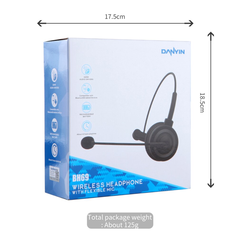 Bluetooth-compatible Call Center Headset Hands-free Wireless Headphones With Mic Noise Cancelling Skype for Call Center 17h Talk