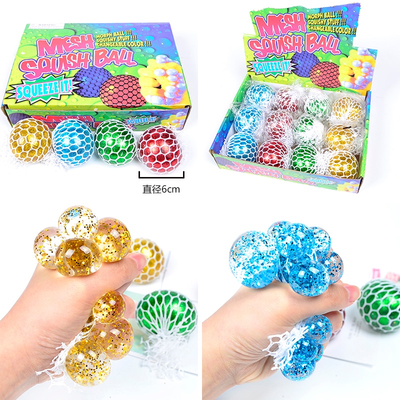 6 cm Grappige Anti-Stress Squishy Bal Druif Squeeze Verkleuren Stemming Autisme Kids & Volwassen Spelen Vent Speelgoed Voor