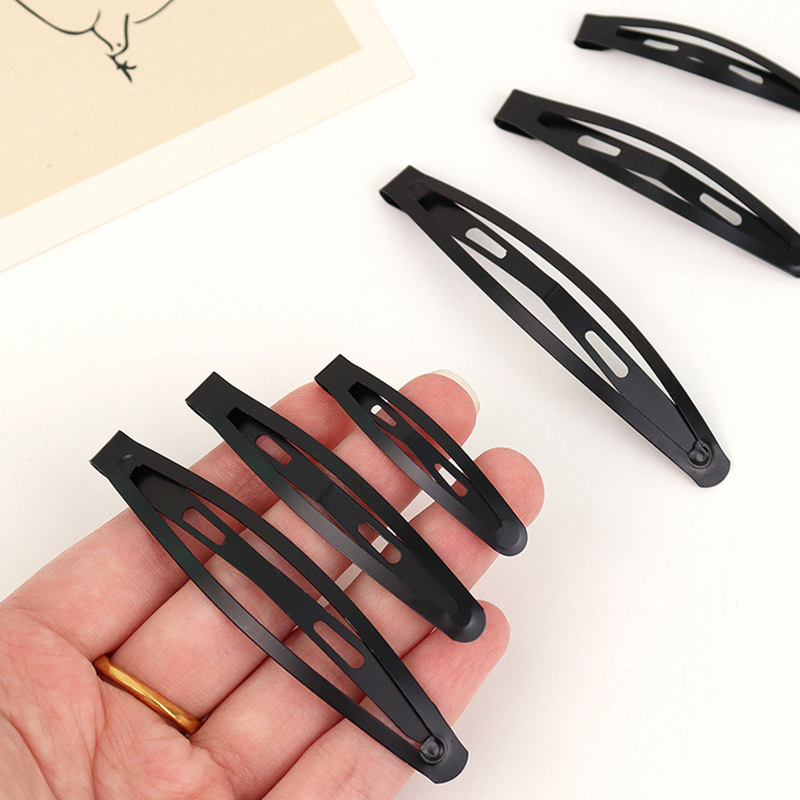 10 pçs/set liga bb grampo de cabelo pintura metal fosco grampos de cabelo tom preto snap grampos de cabelo artesanal headwear simples acessórios para o cabelo