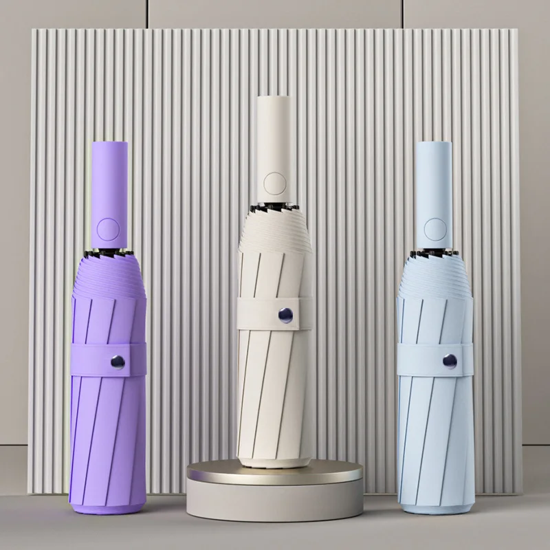 Guarda-chuva reforçado automático para homens, guarda-chuva de uso duplo, resistente a raios UV, proteção solar, chuva e sol, 60 ossos
