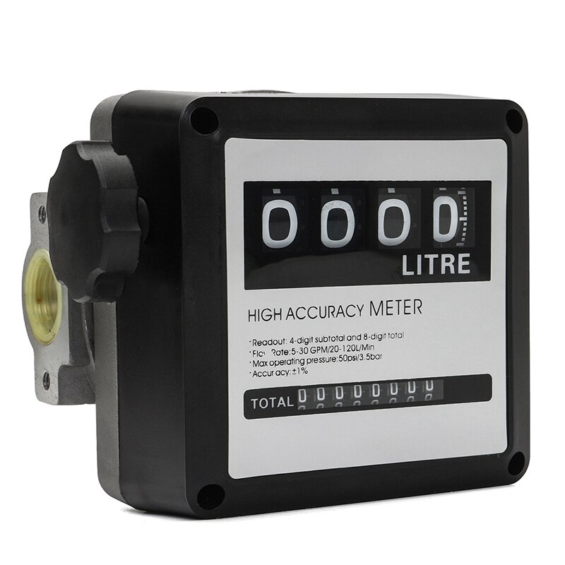 1Pcs Fm-120 4 Digital Gasoline Fuel Petrol Oil Flow Meter Four Digital for Fuel Oil Flow Meter Counter: Default Title