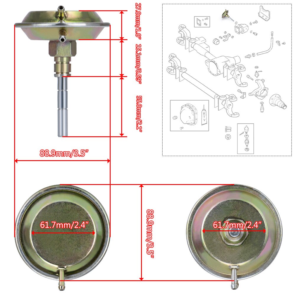 Front Axle 4WD Vacuum Actuator Shift Kit For 91-95 Jeep 90-02 Dodge Ram 1500 2500 3500 600202 4506116 4882682 4x4 Pickup Truck