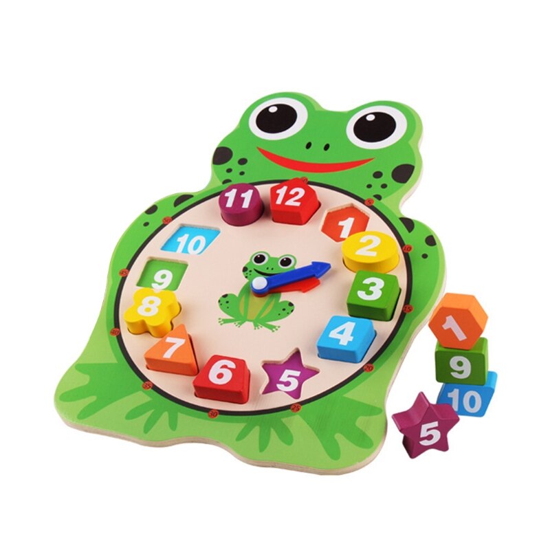 Early Education Clock Wooden Number Blocks Animal Shape Kindergarten Children Kid Develops Time and Early Math Skills H055