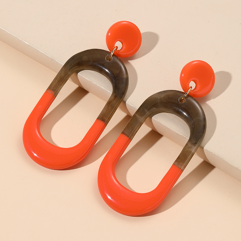 Nueva tendencia, pendientes grandes colgantes para mujer, joyería de , pendientes largos geométricos acrílicos coreanos para mujer, Brincos Retro de verano: orange