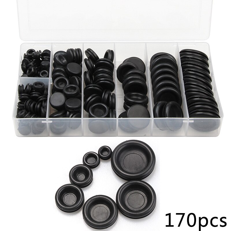 170pcs Rubber Grommet Firewall Buraco Conjunto Plugue Fio Elétrico Do Carro Junta Kit Pacote