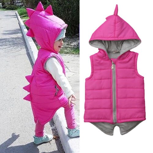 Pudcoco DEGLI STATI UNITI Stock Caldo di Inverno Del Bambino Della Ragazza di Autunno Vestiti di Cotone-imbottito Dinosauro Con Cappuccio Giacca Panciotto Della Maglia Del Cappotto Outwear Vestiti