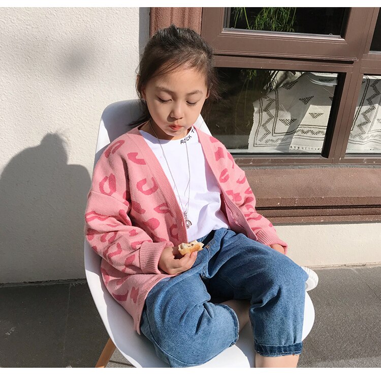 2020 outono pai-filho roupa lerpard impressão manga longa cardigans mãe e filha ponto aberto cardigans roupas