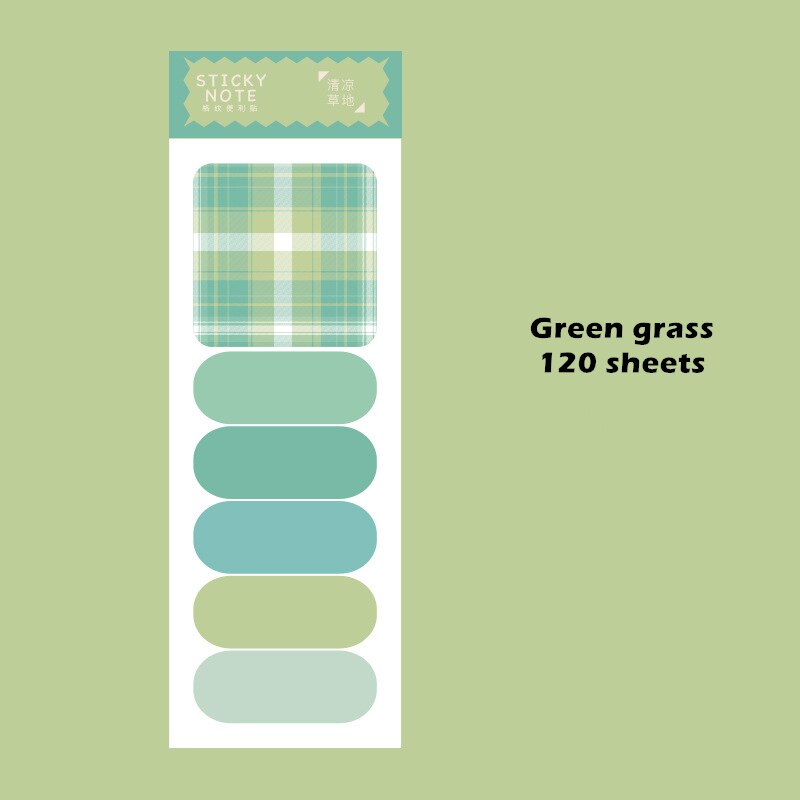 120 Vellen Tuin Bloem Plaid Sticky Notes Multi Kleur Rooster Index Stickers Lijm Memo Pad Notepad Kantoor School A6549: Green grass