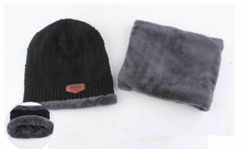 Hæklet hue til mænd til kvinder halstørklæde halsvarmer vinter ski caps sæt hat + tørklæde