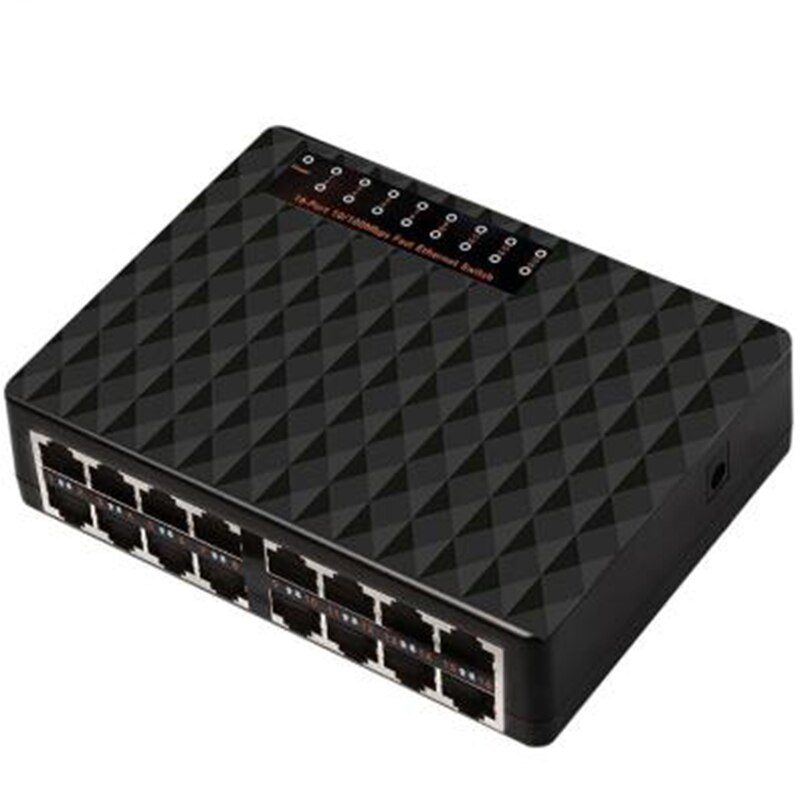 16 Poorten 10/100Mbps Netwerk Switch Fast Ethernet Lan RJ45 Vlan Hub Desktop Pc Switcher Eu Plug: Default Title