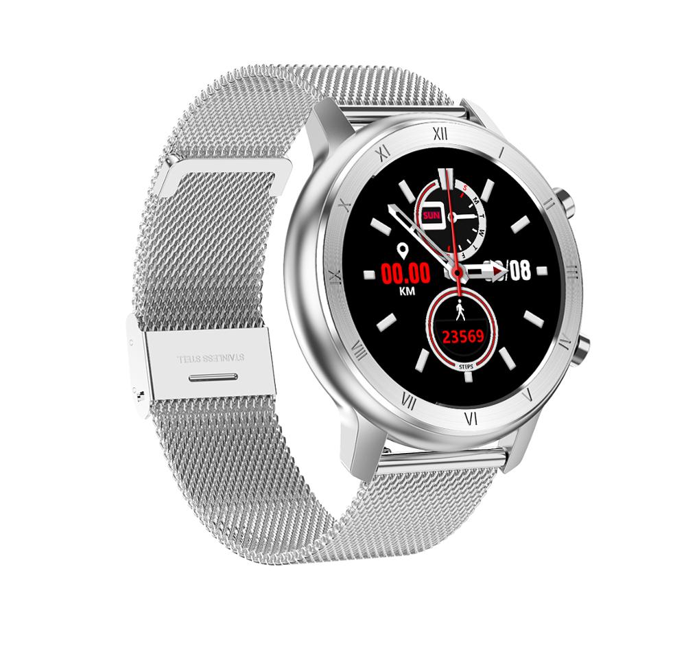 DT NO.1 montre intelligente femmes hommes ECG PPG surveillance de la fréquence cardiaque SPO2 pression artérielle IP68 étanche Fitness Tracker dame poignet intelligent: Silver Steel