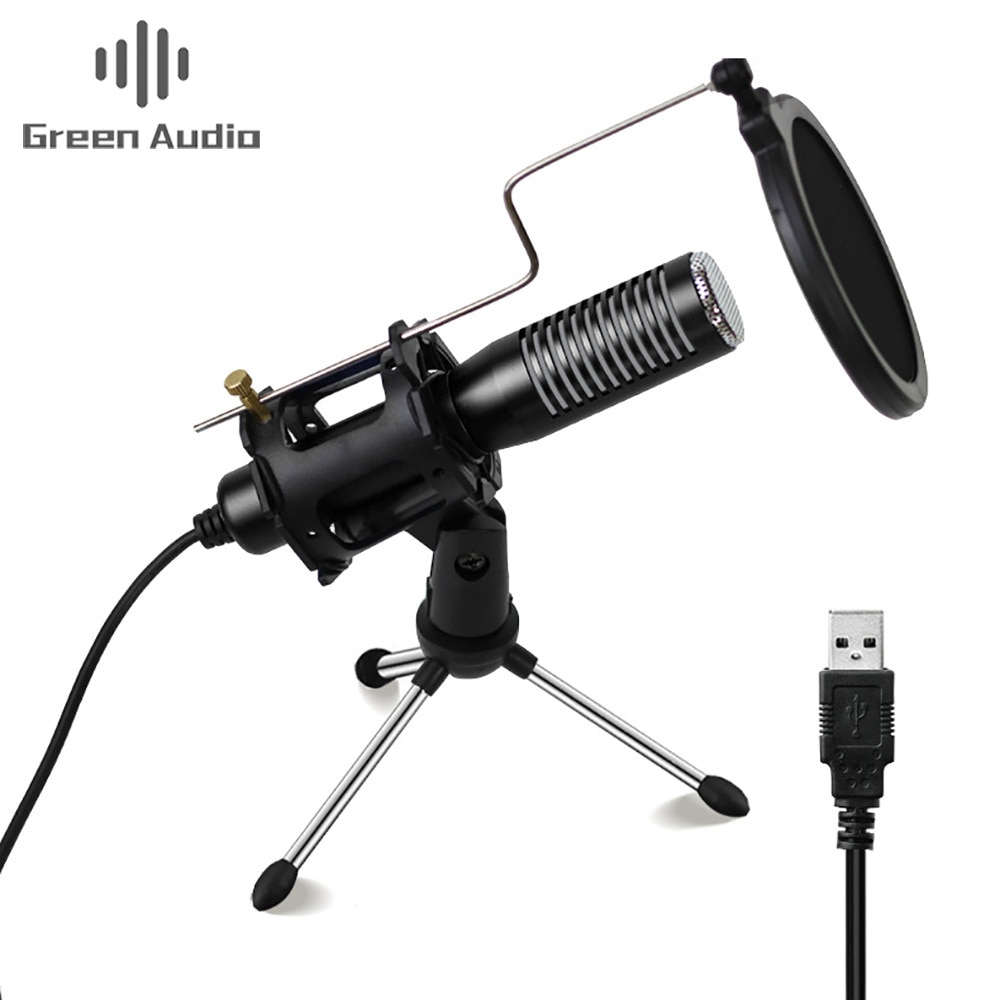 Condenser Microphone 3.5mm Plug Stereo Mic Desktop USB Microphone for PC Video Gaming Podcast Recording Studio Microphone