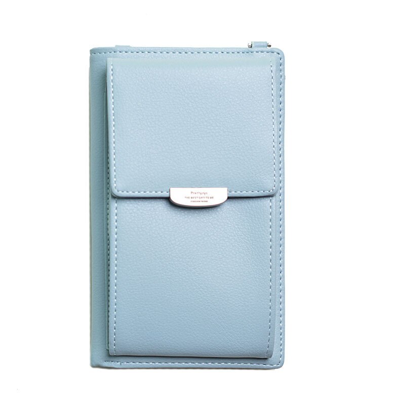 Women Casual Wallet Brand Cell Phone Wallet Big Card Holders Wallet Handbag Purse Clutch Messenger Shoulder Straps Bag: blue