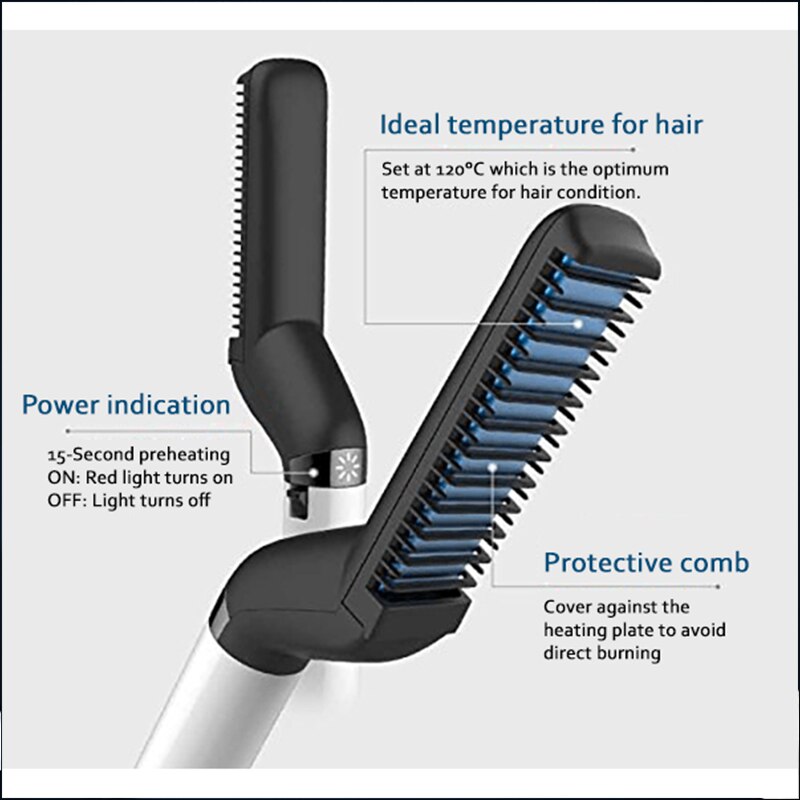Multifuncional pente de cabelo escova barba alisador de cabelo endireitar pente modelador de cabelo rápido modelador de cabelo para homem