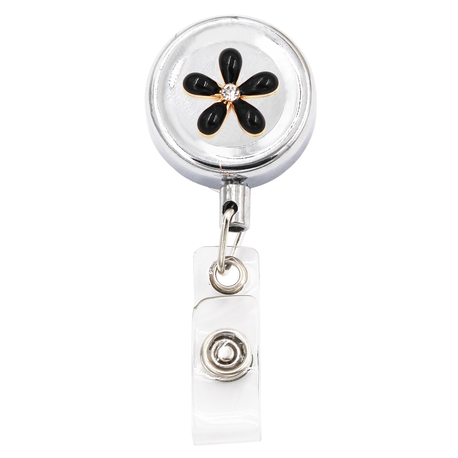 Idclip Flower Badge Reel ID Retractable Badge Holder Belt Clips Metal Heavy Duty Steel Wire Cord: 1