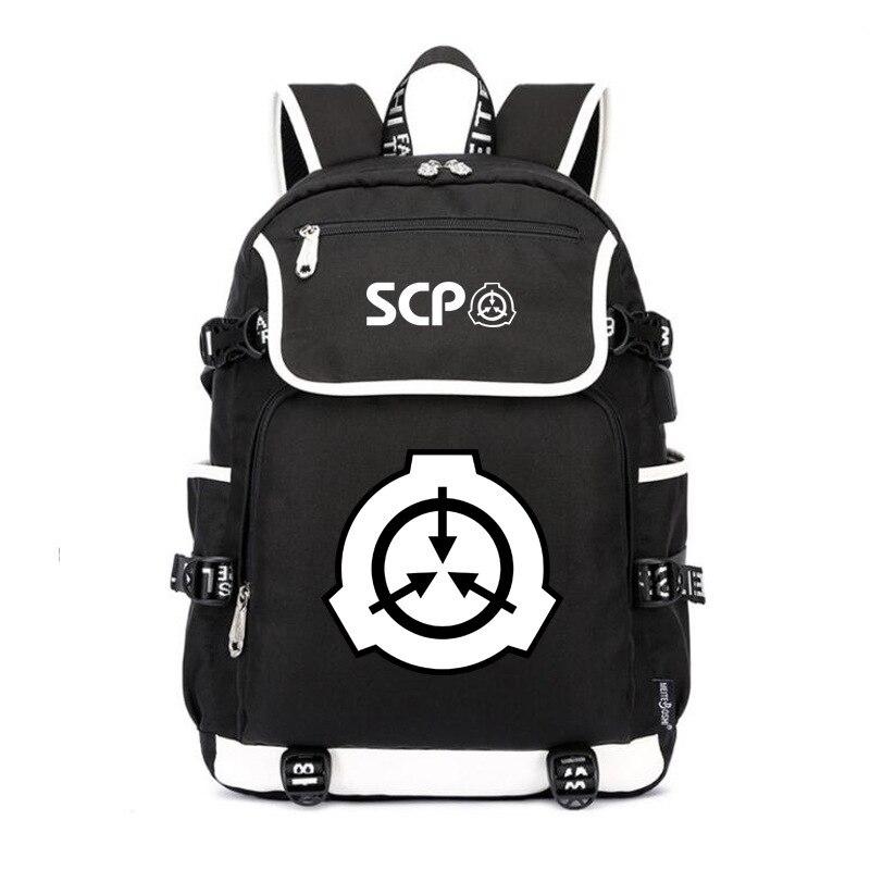 Special Containment Procedures Foundation SCP Backpack Unisex Laptop Shoulder Bags Teens Kids Travel Bags School Bag Bookbag: 1 Black