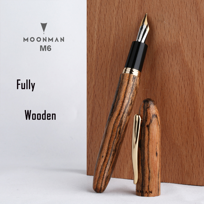 Moonman M6 Natuurlijke Houten Vulpen Handgemaakte Volledige Houten Mooie Pen Iridium Fijne 0.5Mm Mode Schrijven Inkt Pen Pen