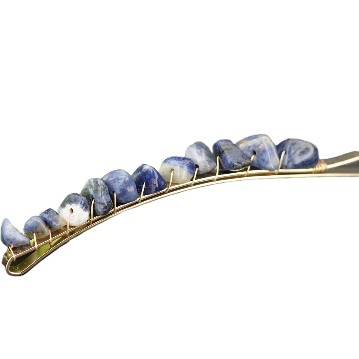 Women Hair Clip Pin Handmade Chip Gemstone Barrettes Hair Grips Accessories Crystal Bobby hairpin Girls Headwear: Blue