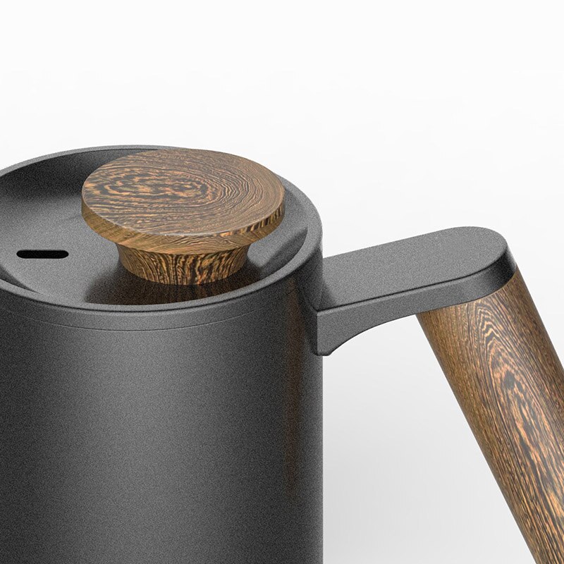 600ml Stainless Steel Gooseneck Drip Coffee Kettle Wood Handle Barista Coffee Pot Long Spout Kettle Stovetop Pour Over Teapot