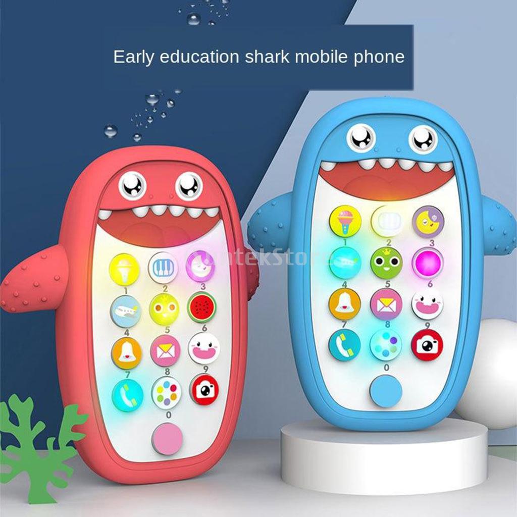 Infants Shark Music Mobile Phone Toys for Children Lights Music Play and Learn Electric Toys