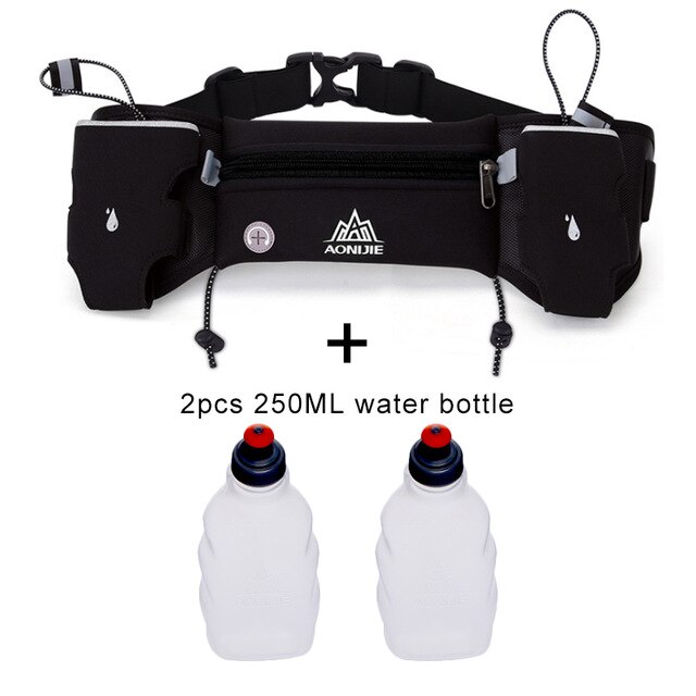 Adjustable Running Hydration Belt With 2x 6oz Bottles - Reflective, Fits Phones Up To 6.5", No Bounce Design