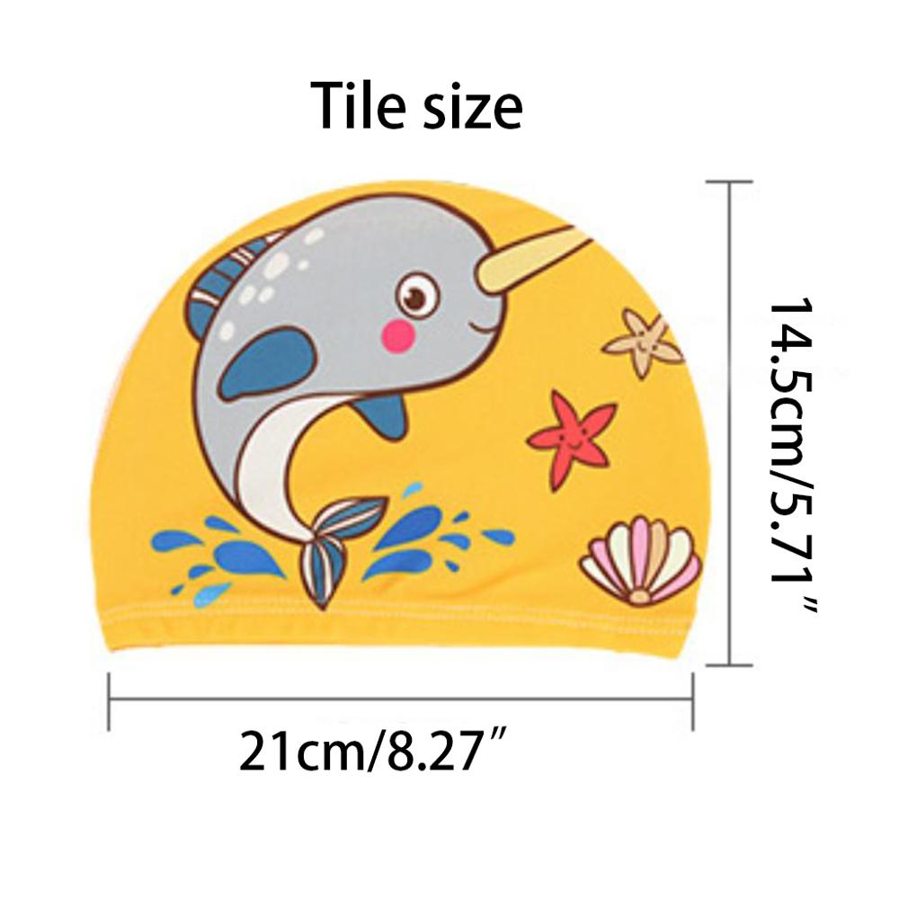 Gorro de natación para bebé, estampado de animales de dibujos animados, impermeable, protección de orejas, suave de poliéster ligero, accesorio para nadar, Unisex