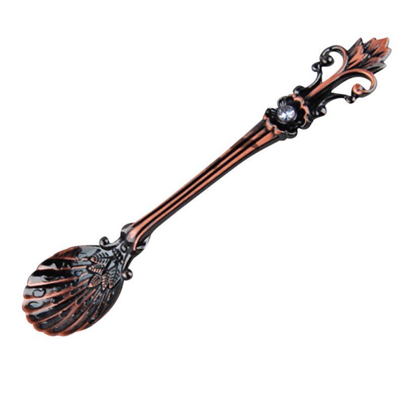Arabic Style Antique Copper Spoon Retro Handle Spoon Kitchen Mini Tableware Spoon Flower Spoon Coffee Stir Dessert Tea: L / A3