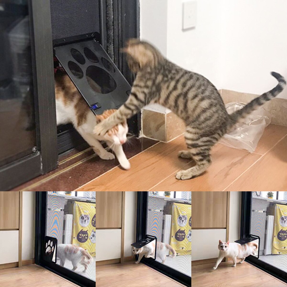 4 Ways Lockable Cat Dog Flap Door Puppy Safety Magnetic Screen Door Pet Window Gate Kitten Flap Doors for Dogs Pet Asccessories