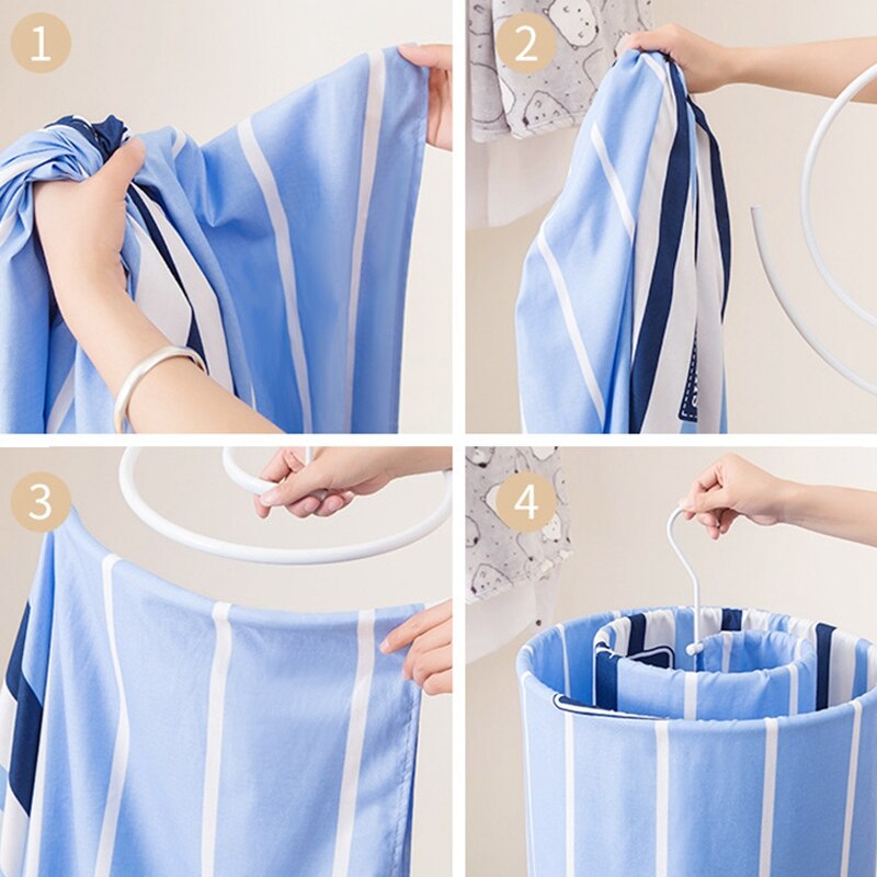 Paquet de 2 cintre spirale pour drap de lit, draps, couette, housse de matelas. Supports à spirale pour couette (carré + carré), blanc