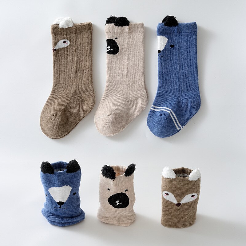 Baby Sokken Vos Kat Animal Print Baby Sokken Cartoon Knie Hoge Lange Beenwarmers Jongen Meisje Kinderen Sokken mode Sokken: Set8 / XS 0-1Yrs
