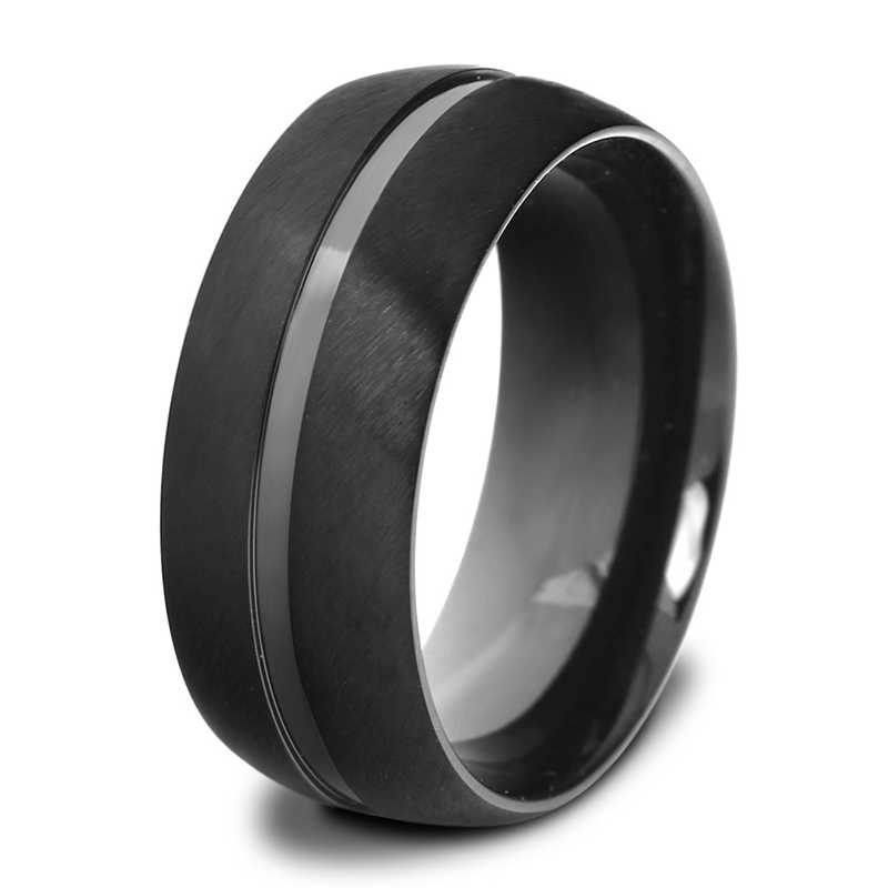 Heren Simple Ring Rvs Matte Ring Luxe Mannen Zwarte Arc Scrub Mannen sieraden