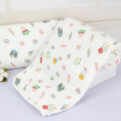 Elinfant – langes en mousseline 100% coton pour bébé, couvertures colorées pour -né, doux, 6 couches, 1 pièce: cake