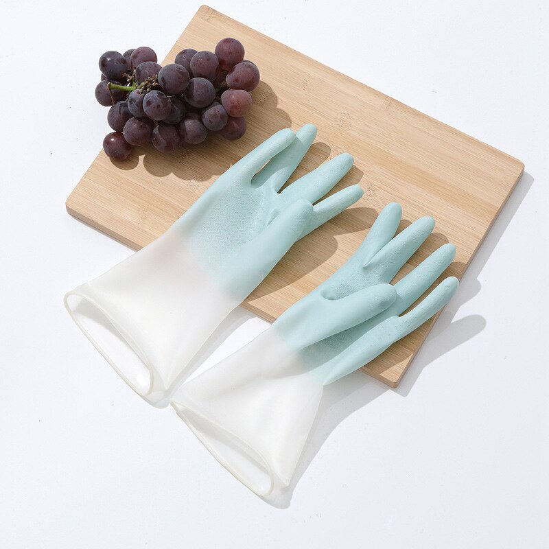 Dishwashing Cleaning Gloves Silicone Rubber Dish Washing Glove for Household Scrubber Kitchen Clean Tool: blue / M