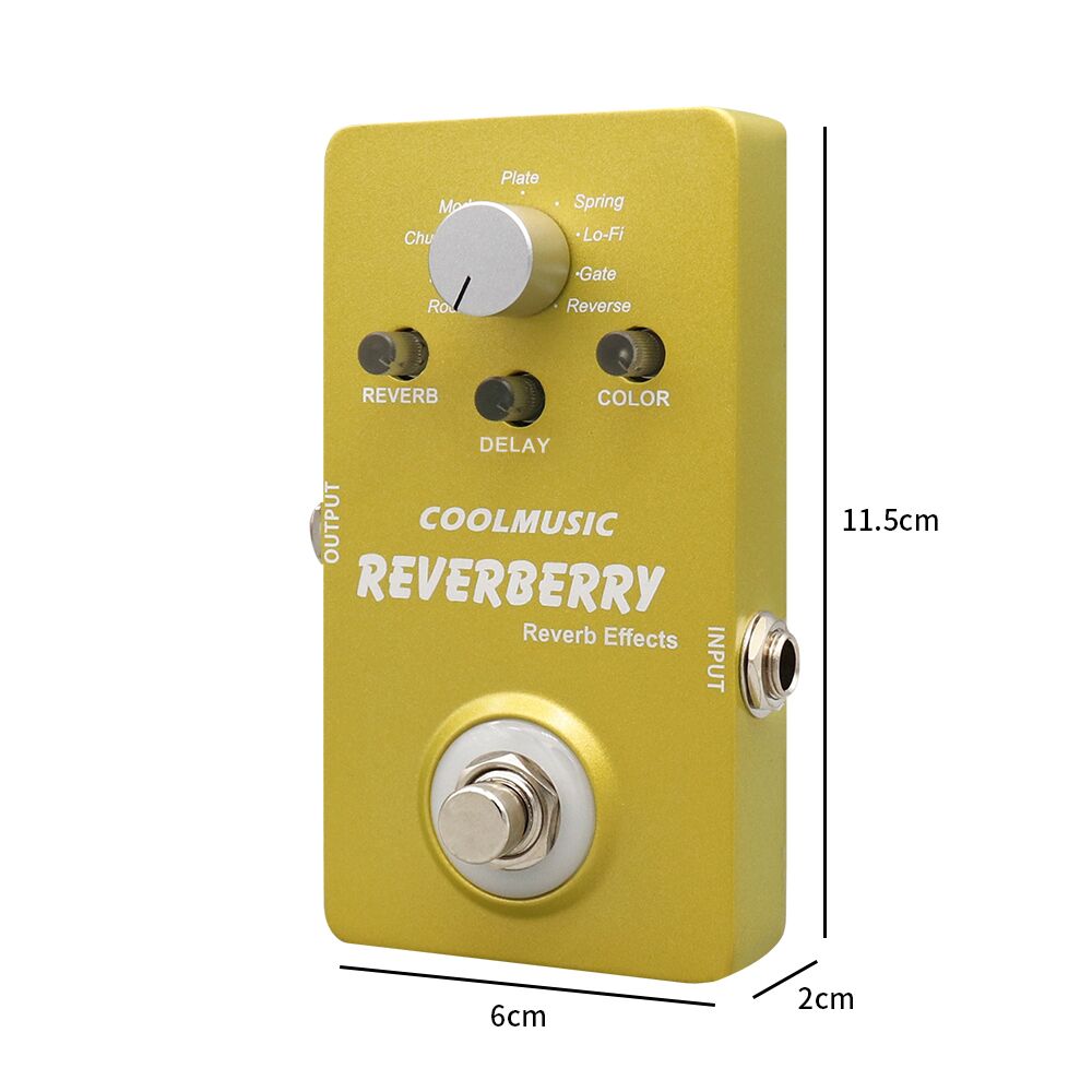 Pedal de efectos de reverberación Digital de guitarra eléctrica COOLMUSIC A-RE01 con 9 efectos de reverberación accesorios de guitarra de Metal de Bypass verdadero