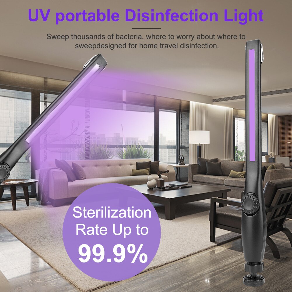 UV Sterilizer Light LED Ultraviolet Lamp COB Working Inspection Light 360° Rotate Disinfection Lamp Handheld UV Torch Lantern