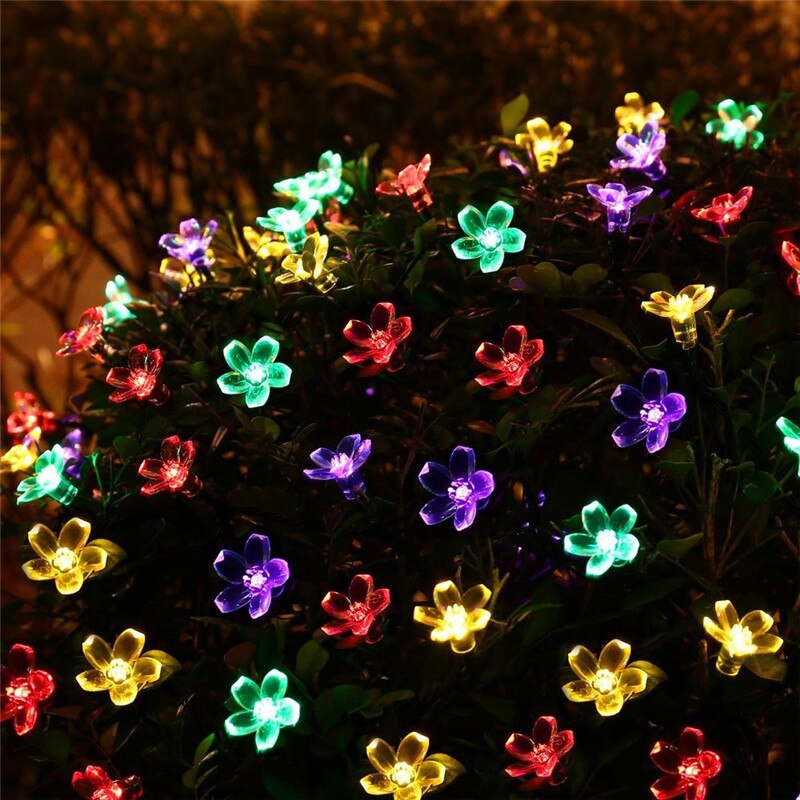 ECLH 5m 7m 12m 22m Pfirsich Blume Solar- Lampe Energie LED Schnur Fee Lighs 1,2 V Solar- Girlanden Garten Weihnachten Dekor Für draussen
