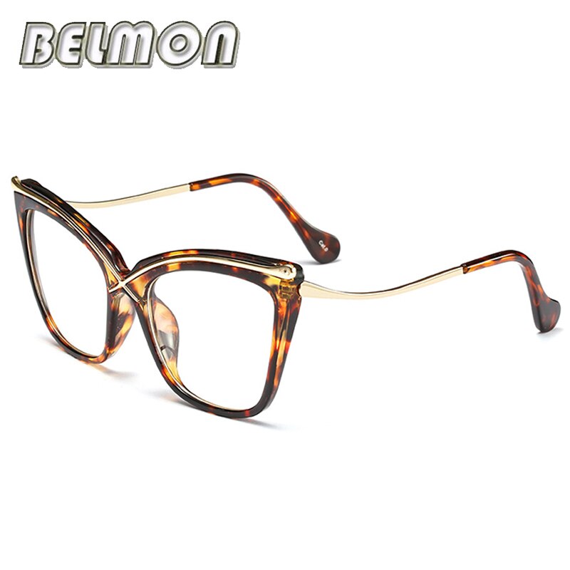 Belrayon óculos de olho de gato, armação feminina para óculos de computador, armação de óculos para miopia, lentes transparentes feminina rs262: RS262 C03