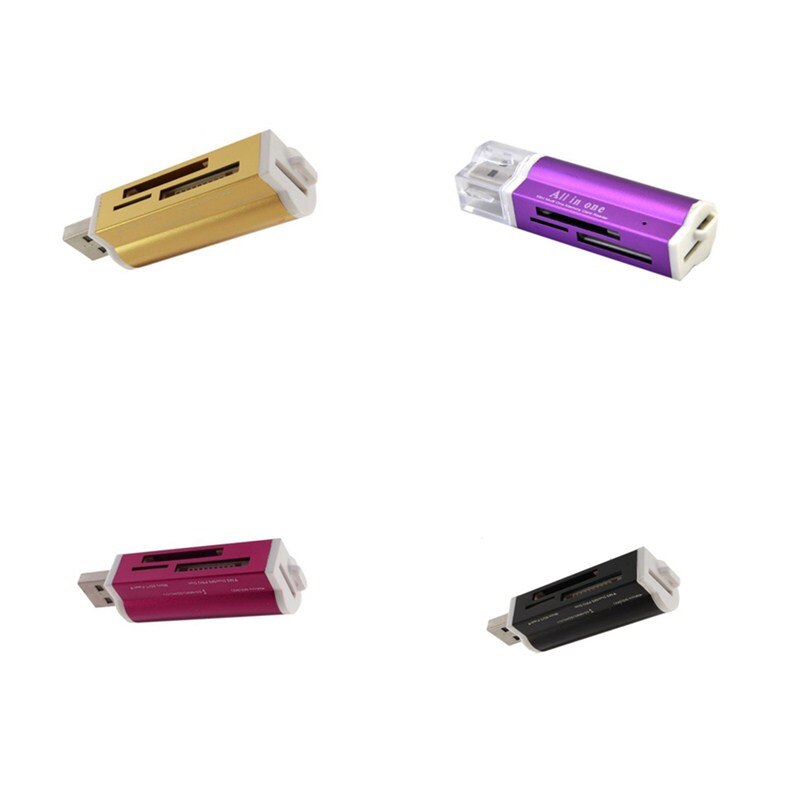 Aluminum Alloy All in One Memory Card Reader for PC Computer External Storage USB 2.0 Card Reader for TF SD MMC MS M2 Card Slot