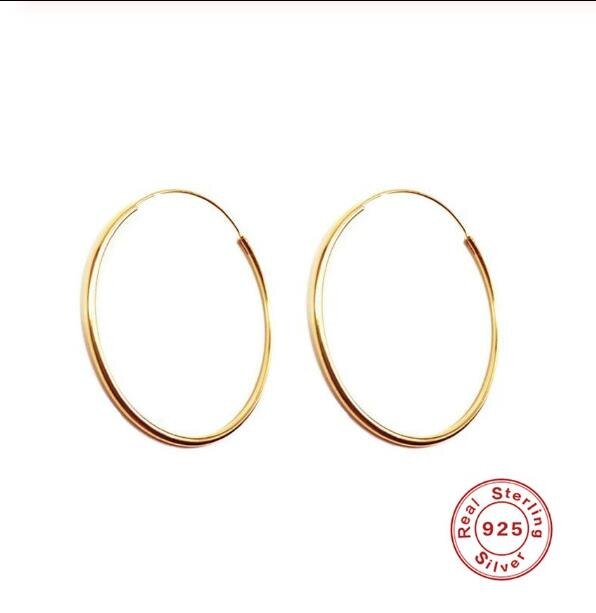 ROXI Large Hoop Earrings Big Smooth Circle Earrings 925 Sterling Silver Exaggerated Brand Loop Earrings for Women Jewelry Brinco: Gold