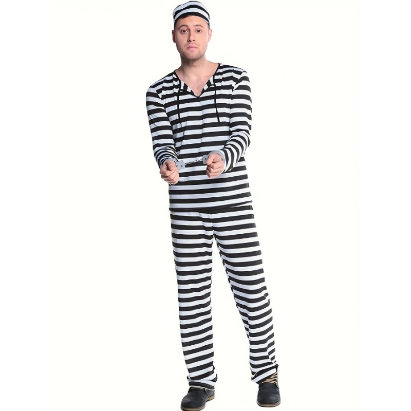 High Stretch Prisoner Costume for Makeup Party stage Performance ClothingMen's Party Costume