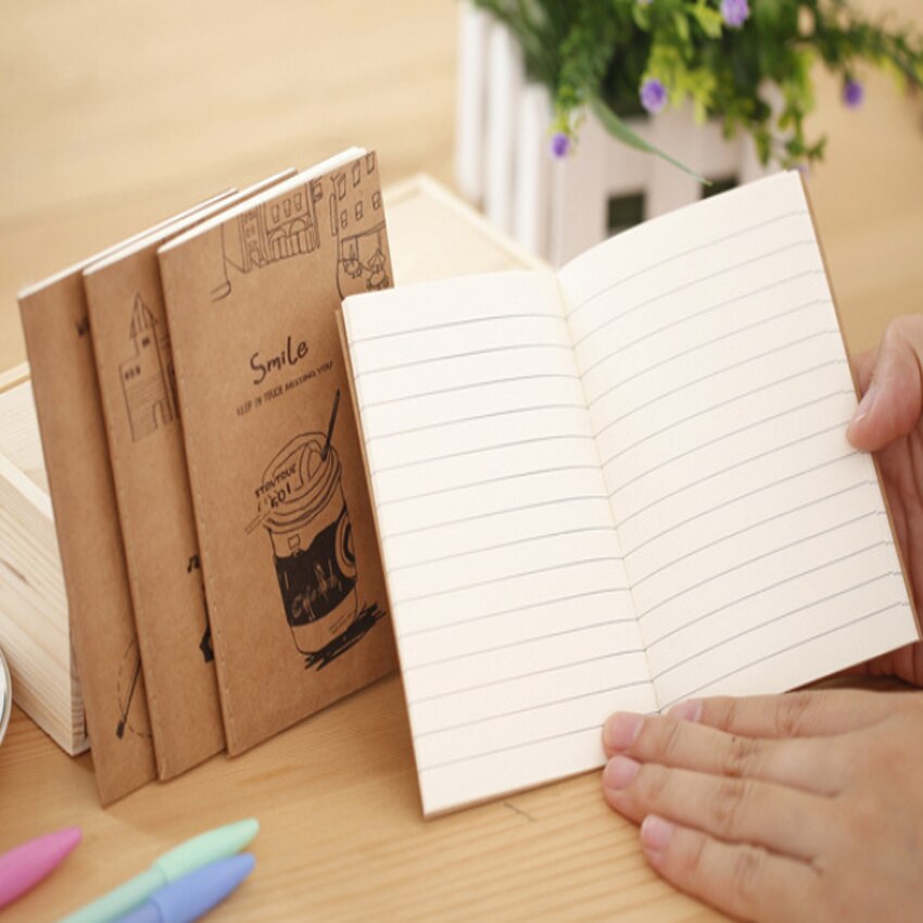 4 unidades/lote de libreta Vintage coreana, libreta pequeña con sonrisa de dibujos animados, cuadernos Retro para ejercicios, suministros escolares y de oficina