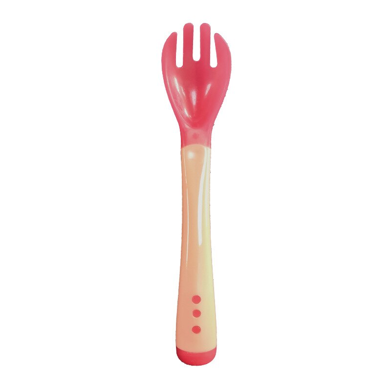 3 Kleuren Temperatuur Sensing Lepel Voor Kinderen Jongens Meisjes Siliconen Lepel Voeden Baby Lepels Peuter Bestek: red fork