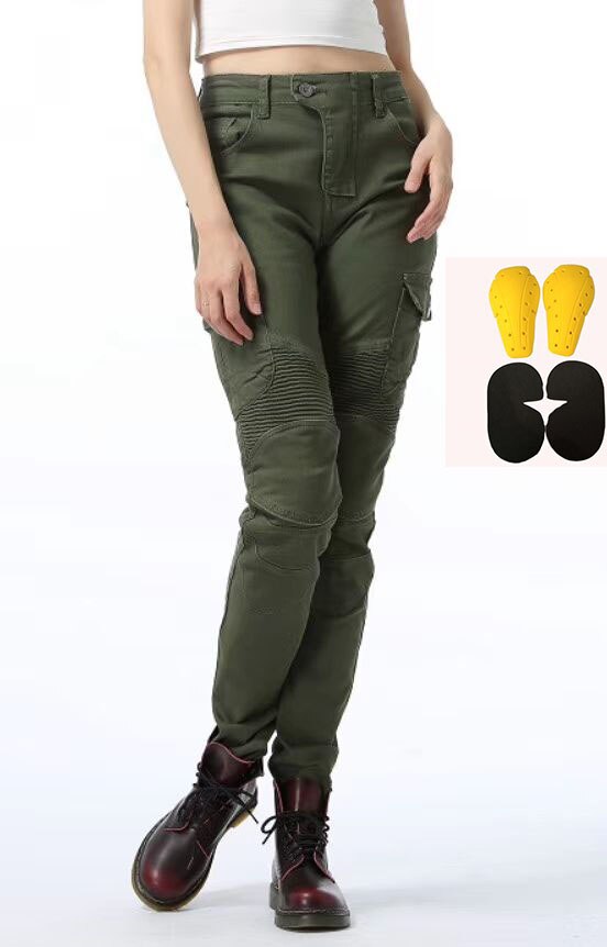 Komine same dżinsy motocyklowe jeżdżące na drogach dżinsy terenowe spodnie sportowe spodnie motocyklowe spodnie ochronne dla kobiet: green A / 26