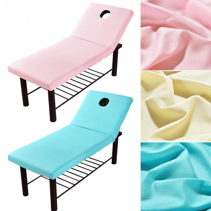 Polyester massagebordsklud sengetøjsark skønhedssalon spa sengetæksark med ansigtshul ren farve