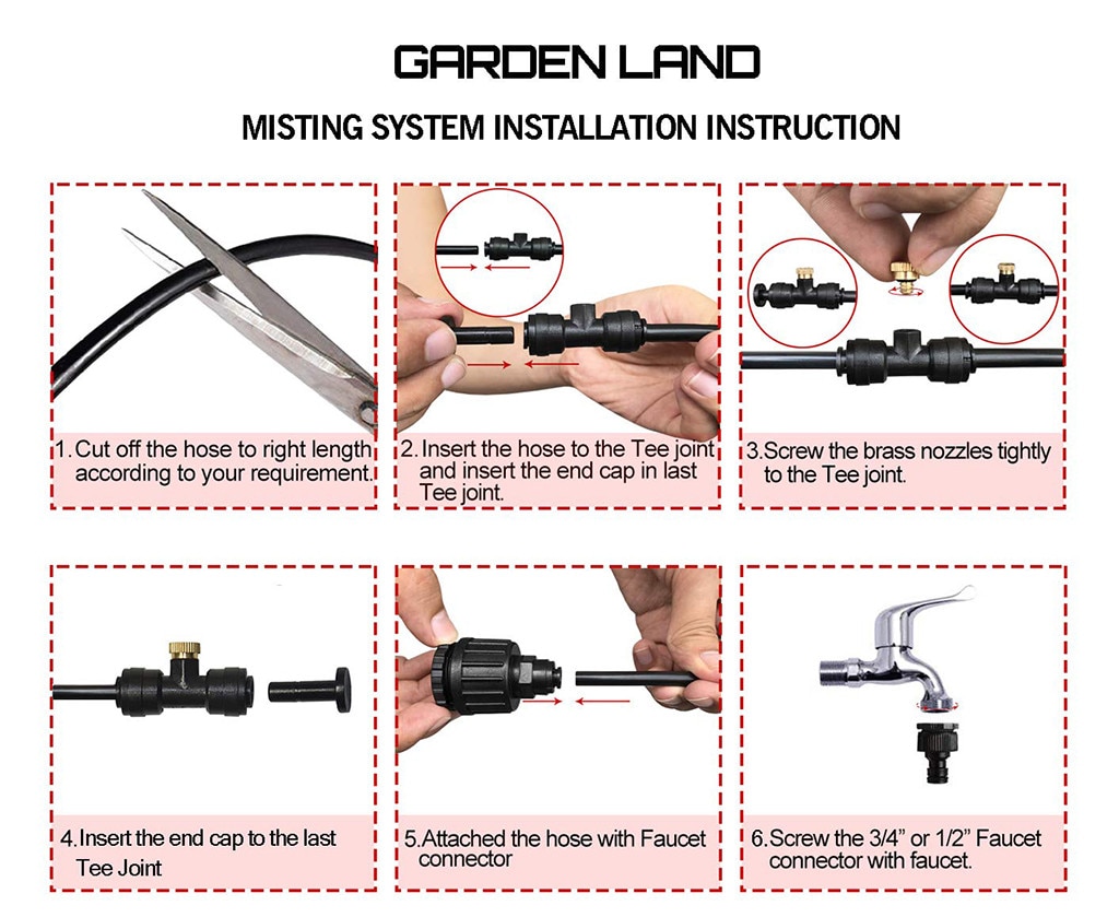 Outdoor Misting Misters Cooling System 33.3FT Misting Line for Patio Fan Garden