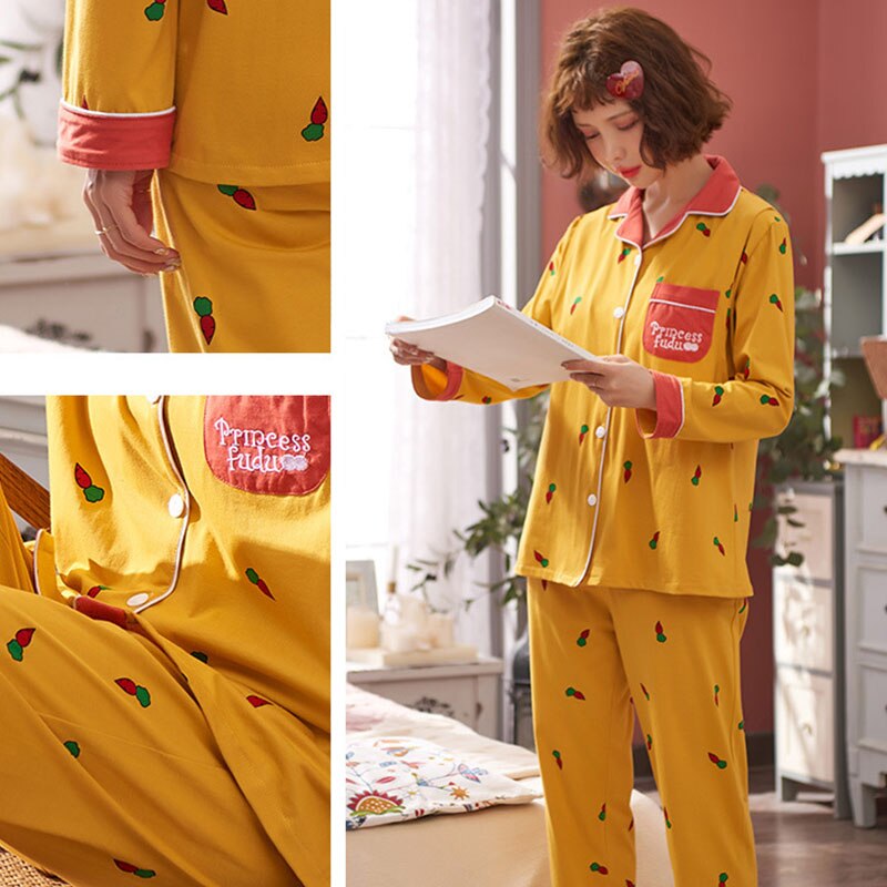 Koreaanse Mode Moederschap Pyjama Verpleging Pak Nachtkleding Lente Zomer Zwangerschap Kleding Ondergoed Nachtkleding Print Elegante