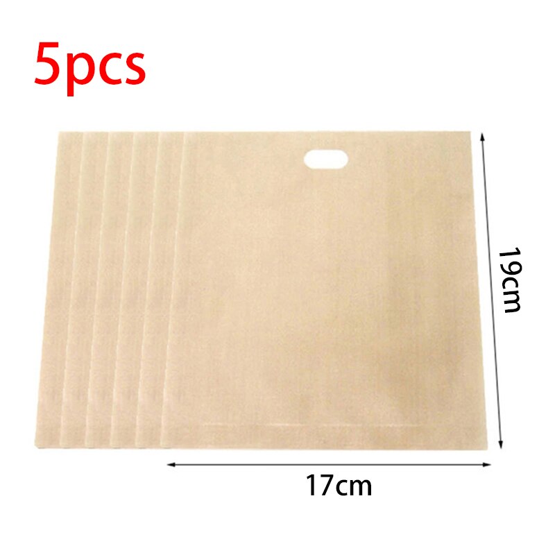 5 pcs/set Reusable Toaster Bag Non Stick Bread Bag Sandwich Bags Fiberglass Toast Microwave Heating Pastry Tools Baking Sheets: Large 17X19cm / 5pcs